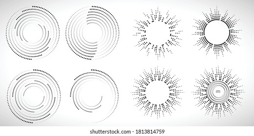 Halftone dots in circle form. round logo . vector dotted frame . design element