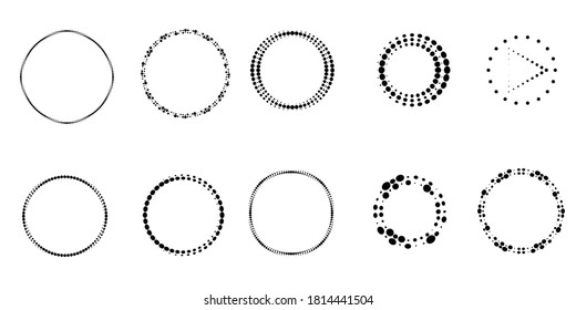 Halftone dots in circle form. round logo . vector dotted frame . design element