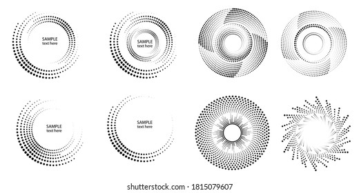 Halftone dots in circle form. round logo . vector dotted frame . design element