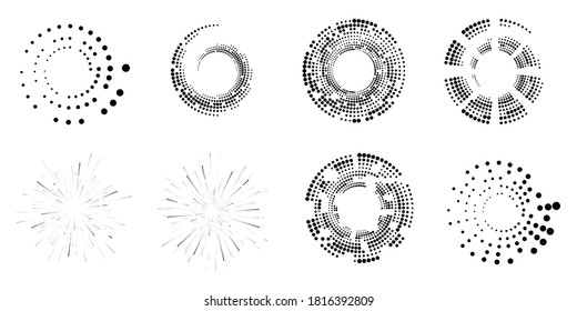 Halftone dots in circle form. round logo . vector dotted frame . design element