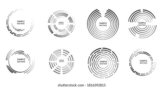 Halftone dots in circle form. round logo . vector dotted frame . design element