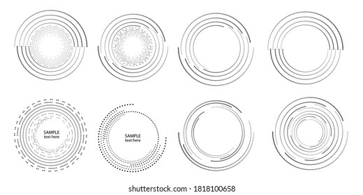 Halftone dots in circle form. round logo . vector dotted frame . design element