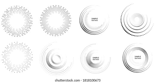 Halftone dots in circle form. round logo . vector dotted frame . design element