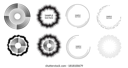 Halftone dots in circle form. round logo . vector dotted frame . design element