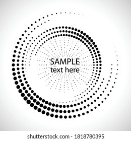 Halftone dots in circle form. round logo . vector dotted frame . Half tone design element.