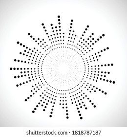 Halftone dots in circle form. round logo . vector dotted frame . Half tone design element
