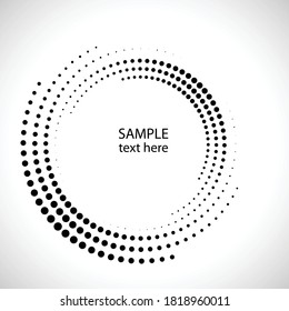 Los puntos de semitono en forma de círculo. logotipo redondo. cuadro de puntos vectoriales. Elemento de diseño de tonos medios