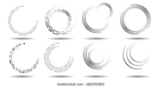 Halftone dots in circle form. round logo . vector dotted frame . design element