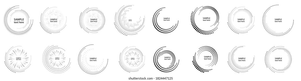 Halftone dots in circle form. round logo . vector dotted frame . Half tones design element