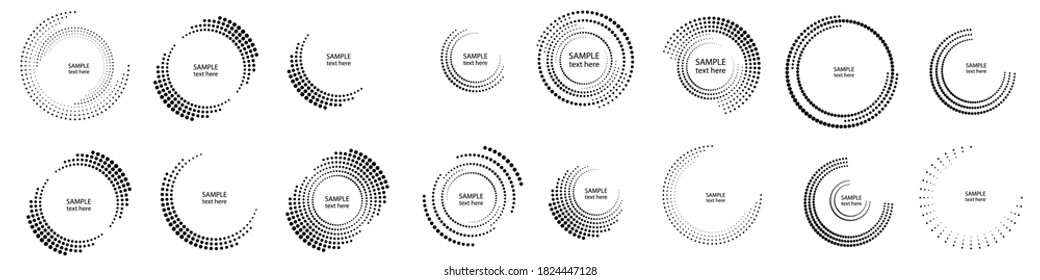 Halftone dots in circle form. round logo . vector dotted frame . Half tones design element