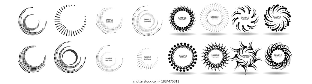 Halftone dots in circle form. round logo . vector dotted frame . Half tones design element