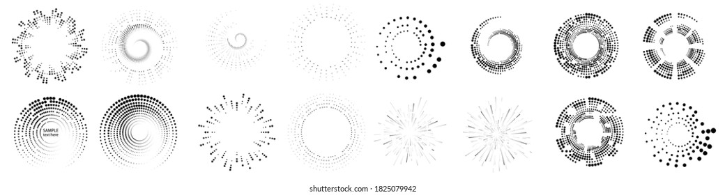 Halftone dots in circle form. round logo . vector dotted frame . design element