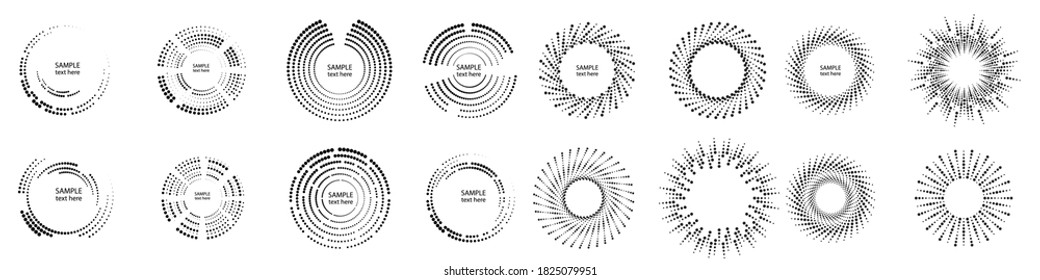 Halftone dots in circle form. round logo . vector dotted frame . design element