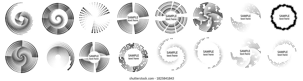 Halftone dots in circle form. round logo . vector dotted frame . design element