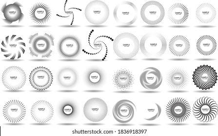 Halftone dots in circle form. round logo . vector dotted frame . design element