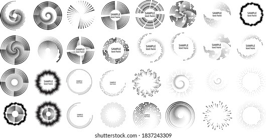 Halftone dots in circle form. round logo . vector dotted frame . design element