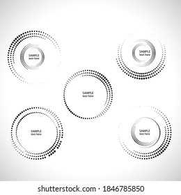 Los puntos de semitono en forma de círculo. logotipo redondo. cuadro de puntos vectoriales. elemento de diseño