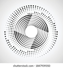 Los puntos de semitono en forma de círculo. logotipo redondo. cuadro de puntos vectoriales. elemento de diseño