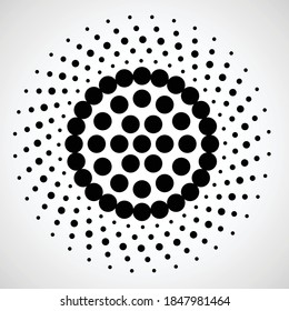 Halftone dots in circle form. round logo . vector dotted frame . design element