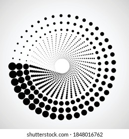 Halftone dots in circle form. round logo . vector dotted frame . design element