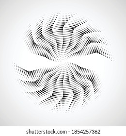 Los puntos de semitono en forma de círculo. logotipo redondo. cuadro de puntos vectoriales. elemento de diseño