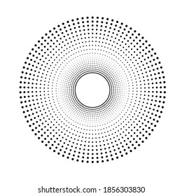 Halftone Punkte in Kreisform. Rundlogo . Vektor gepunkteter Rahmen. Designelement