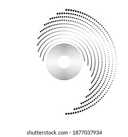 Halftone Punkte in Kreisform. Rundlogo . Vektor gepunkteter Rahmen. Designelement
