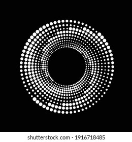 Halftone dots in circle form. round logo . vector dotted frame . design element