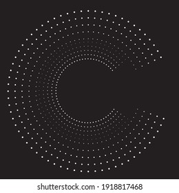 Halftone dots in circle form. round logo . vector dotted frame . Half tone design element