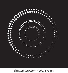 Los puntos de semitono en forma de círculo. logotipo redondo. cuadro de puntos vectoriales. elemento de diseño