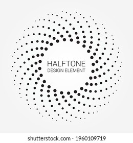 Halftone dots in circle form. Round halftone logo. Vector dotted frame design. Abstract dotted background. Pattern, texture, object of dots.
Design element.