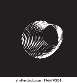 Halftone dots in circle form. round pipe logo . vector dotted tube . Tunnel design element