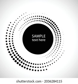 Halftone dots in circle form. round logo . vector dotted frame . Sun design element