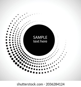 Halftone dots in circle form. round logo . vector dotted frame . Sun design element