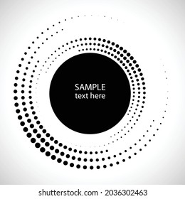 Halftone dots in circle form. round logo . vector dotted frame . Sun design element
