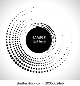 Halftone dots in circle form. round logo . vector dotted frame . Sun design element