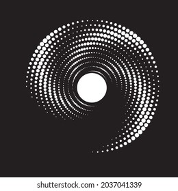 Los puntos de semitono en forma de círculo. logotipo redondo. cuadro de puntos vectoriales. elemento de diseño