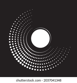 Halftone dots in circle form. round logo . vector dotted frame . design element