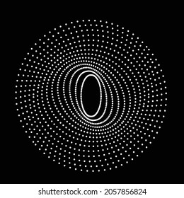 Halftone dots in circle form. round logo . vector dotted frame .Oval rotated dots logo design element