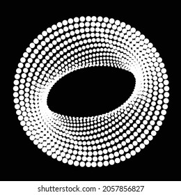 Halftone dots in circle form. round logo . vector dotted frame .Oval rotated dots logo design element