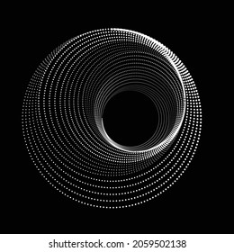 Halftone dots in circle form. round logo . vector dotted frame .Oval rotated dots logo. Spiral design element
