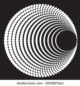 Halftone dots in circle form. round logo . vector dotted frame .Oval rotated dots logo. Spiral design element