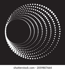 Halftone dots in circle form. round logo . vector dotted frame .Oval rotated dots logo. Spiral design element