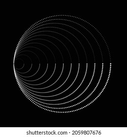 Halftone dots in circle form. round logo . vector dotted frame .Oval rotated dots logo. Spiral design element