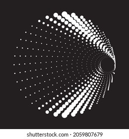 Halftone dots in circle form. round logo . vector dotted frame .Oval rotated dots logo. Spiral design element