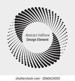 Halftone dots in circle form. Round dotted logo. Vector dotted frame. design element.