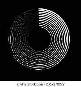 Los puntos de semitono en forma de círculo. logotipo redondo. cuadro de puntos vectoriales. elemento de diseño