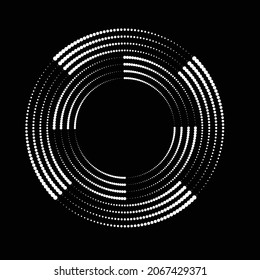 Halftone dots in circle form. round logo . vector dotted frame . design element