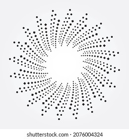 Halftone dots in circle form. Round logo. Vector dotted frame, texture, pattern. design element for various purposes.