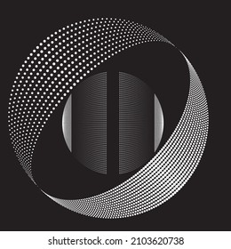 Halftone dots in circle form. round logo . vector dotted shape . design element